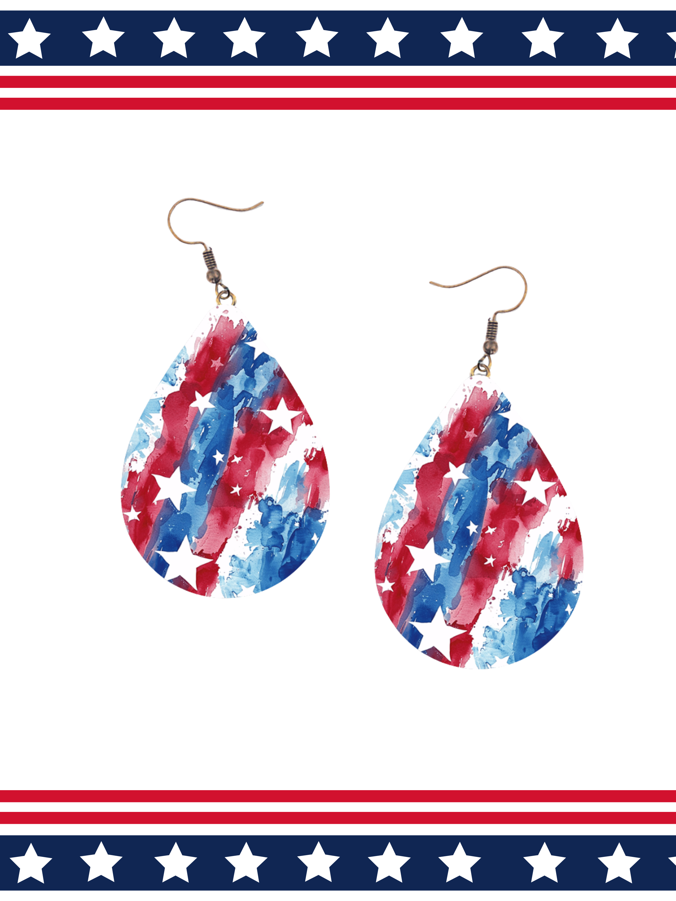 Patriotic Teardrop Earrings, Sublimated Earrings