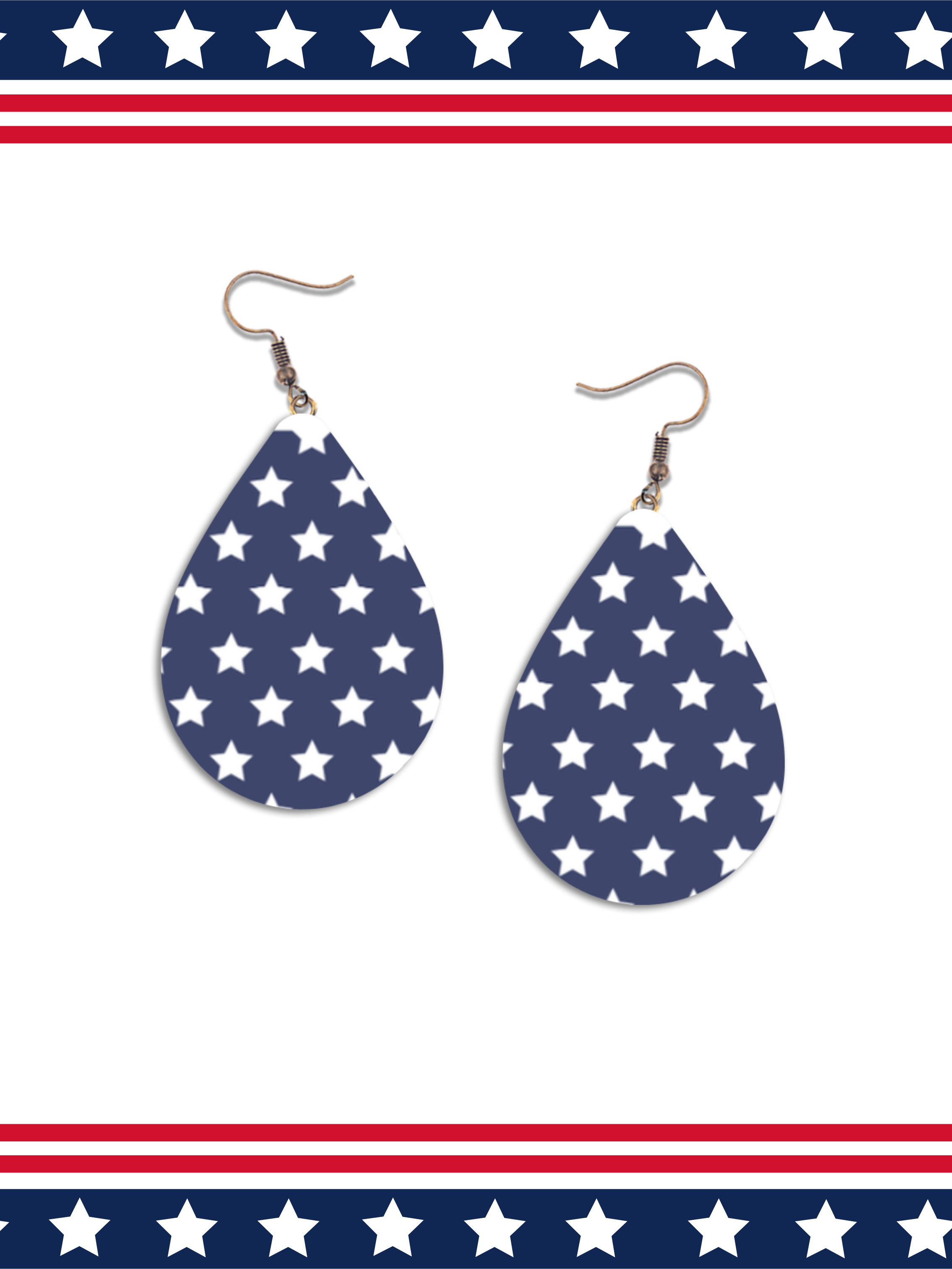 Patriotic Teardrop Earrings, Sublimated Earrings