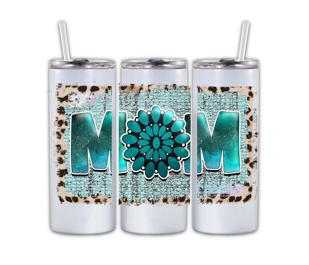 Sublimated 20 oz Western MOM Tumbler Featuring Water bottle/ Regular Lid w/Straw