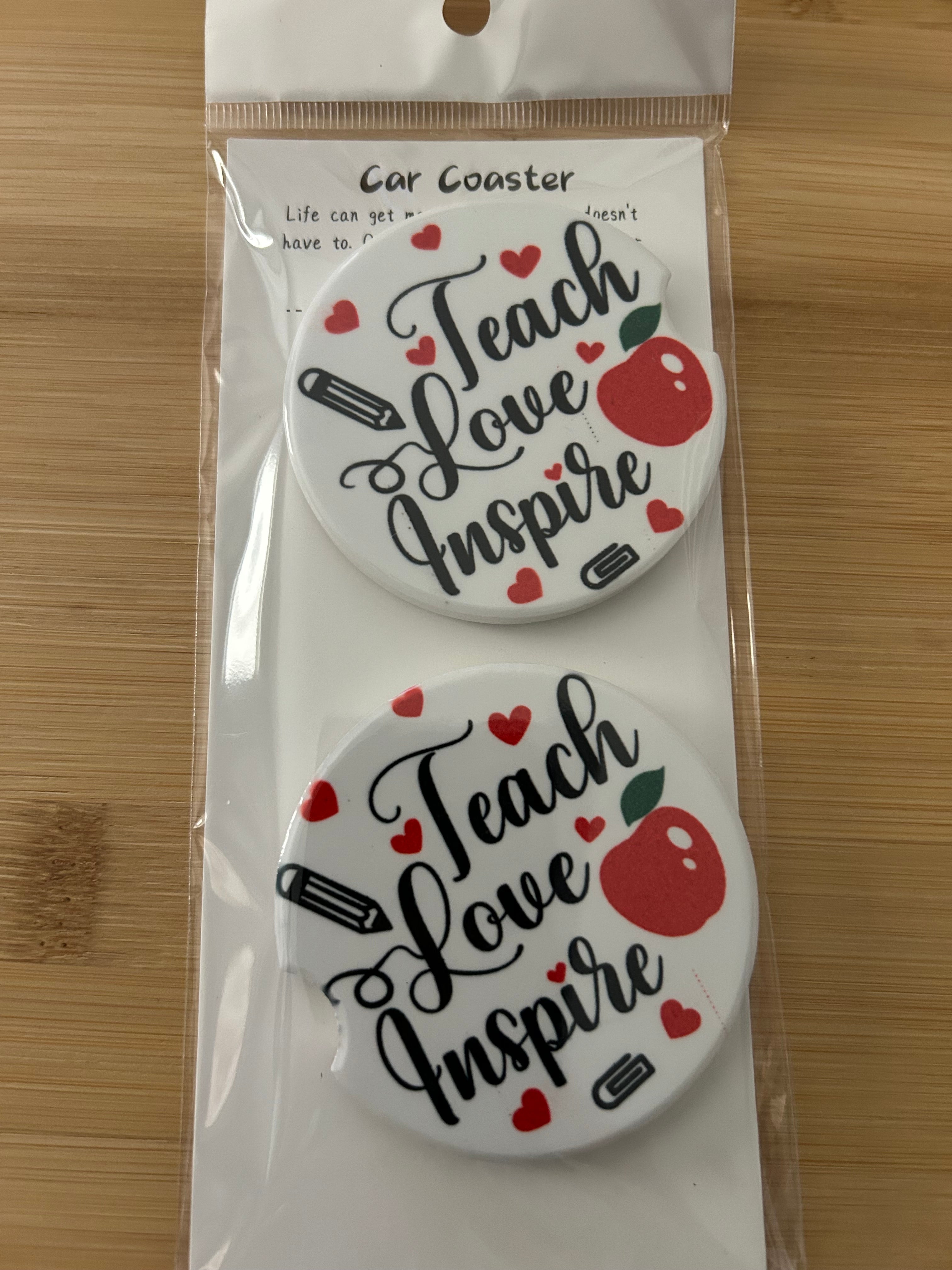Teacher Appreciation Ceramic Car Coaster, Sublimated Car Coasters