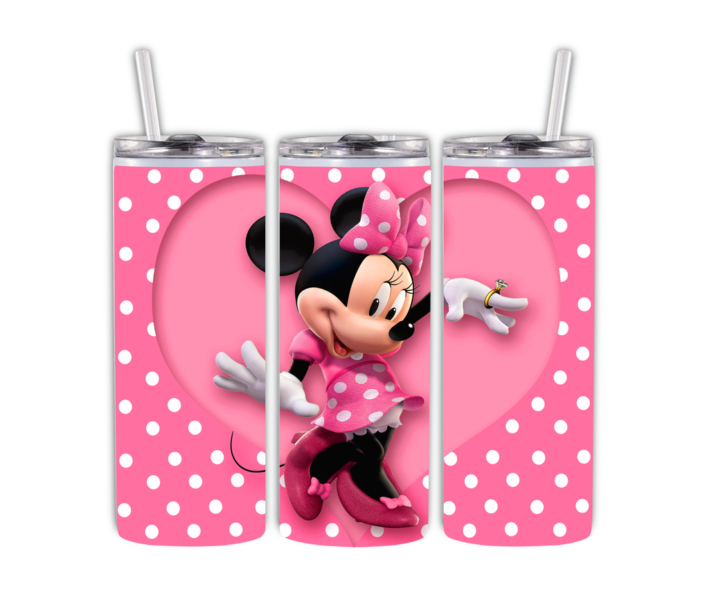 20 oz Sublimated Stainless Steel Cup, Minnie Sublimated Tumbler, Pink Tumbler