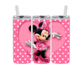 20 oz Sublimated Stainless Steel Cup, Minnie Sublimated Tumbler, Pink Tumbler