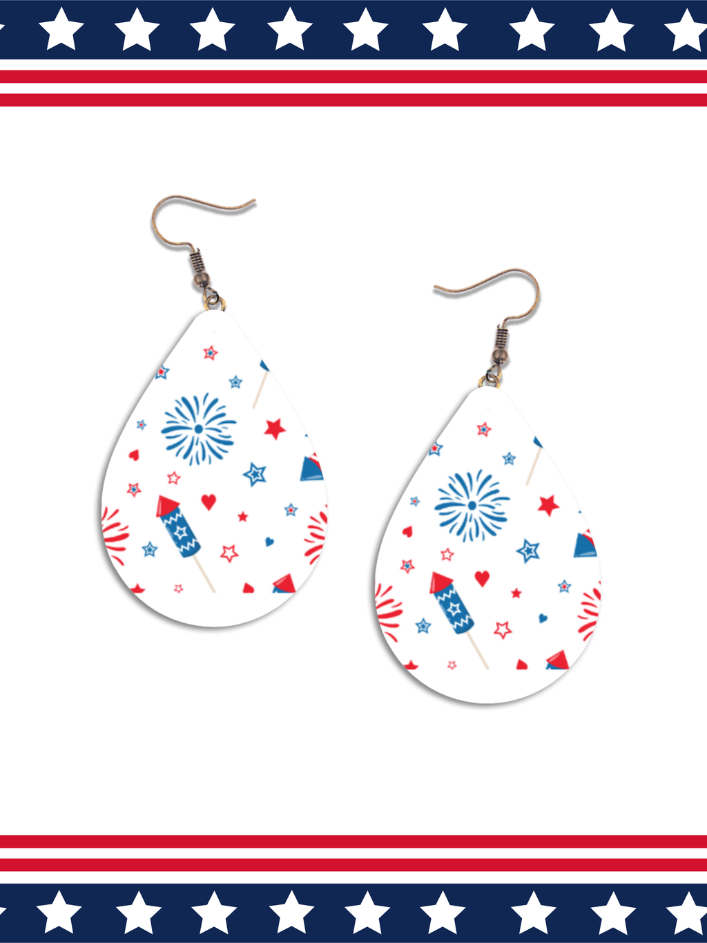 Patriotic Teardrop Earrings, Sublimated Earrings