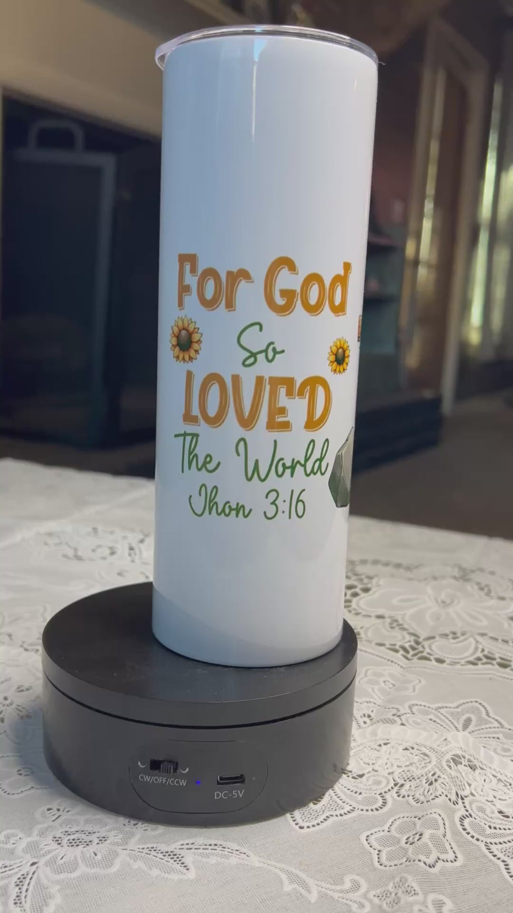 20 oz Christian Tumbler – John 3:16 Bible Verse – Stainless Steel Tumbler