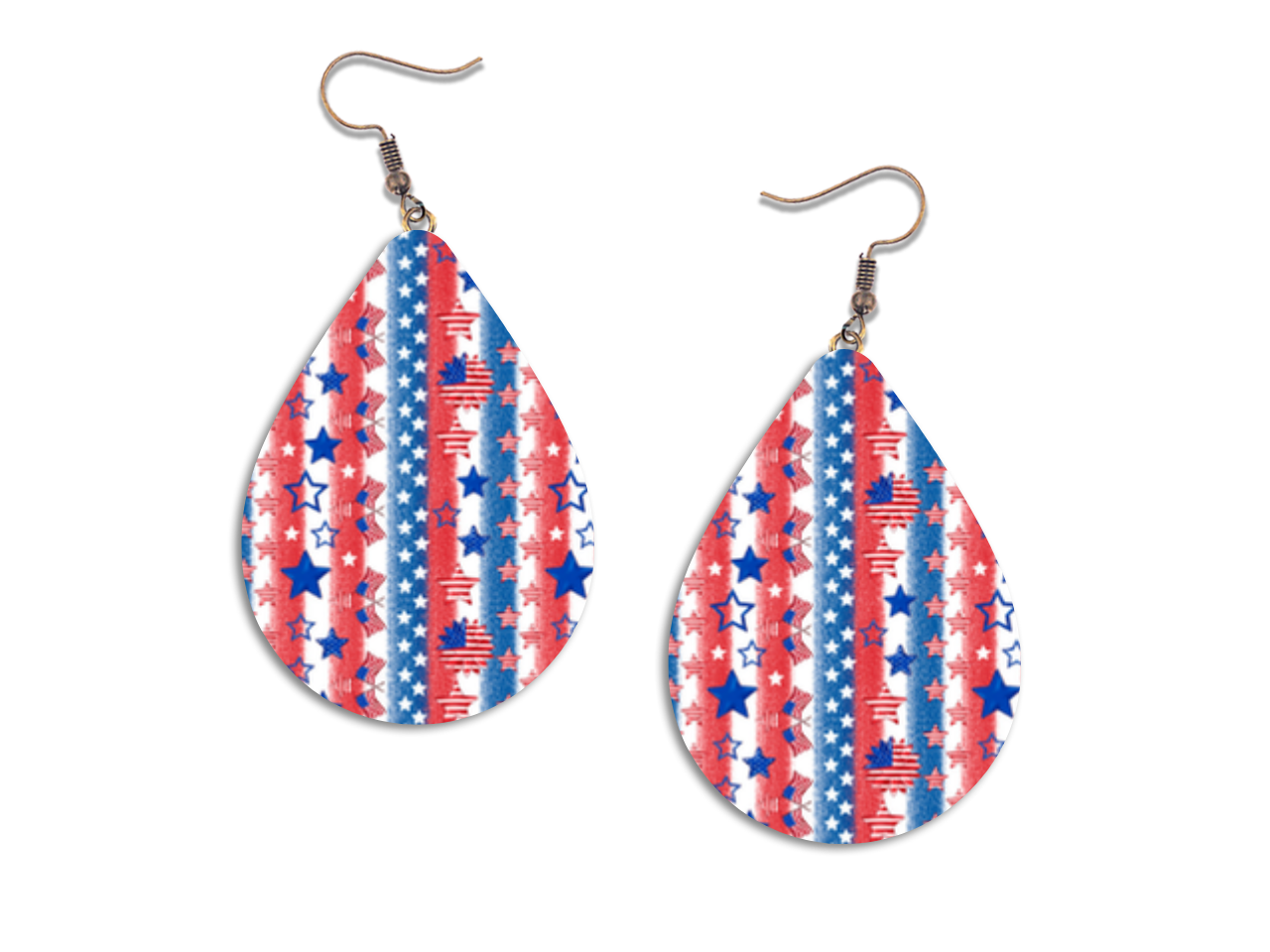 Patriotic Teardrop Earrings, Sublimated Earrings